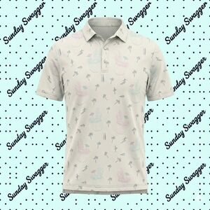 ​Sunday Swagger "Waikiki" Men's Golf Polo - Size XL - Tropical/Cocktail Print